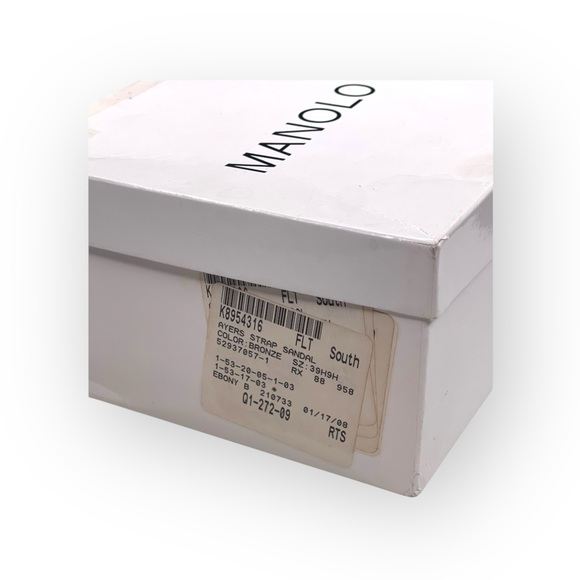 Manolo Blahnik ❤︎ Sizzle Strappy Heeled Sandals ❤︎ Bronze Reptile ❤︎ 39.5 8.5 9 - Picture 14 of 16